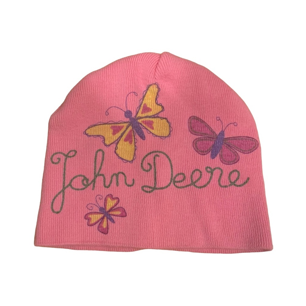 John Deere Pink Floral Ribbed Knit Youth Hat